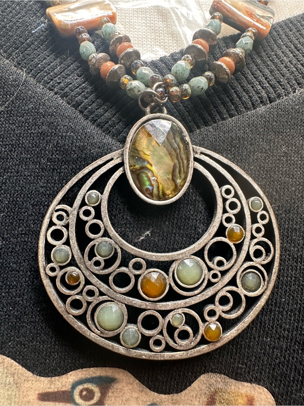 Boho Multicolor Stone Pendant Necklace - Women's Jewelry